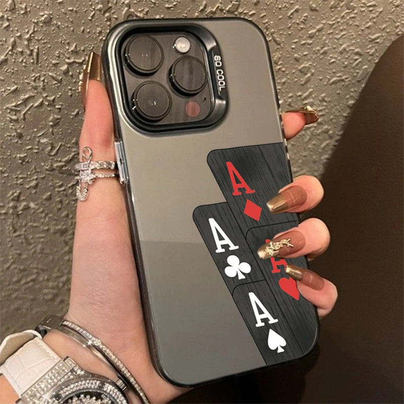 Poker for Iphone 16 7 8 Plus X XR XS MAX 11 12 13 Pro 14 15 16 17 Pro Max Shockproof Ultra-Thin Hard Cover Protective Phone Case