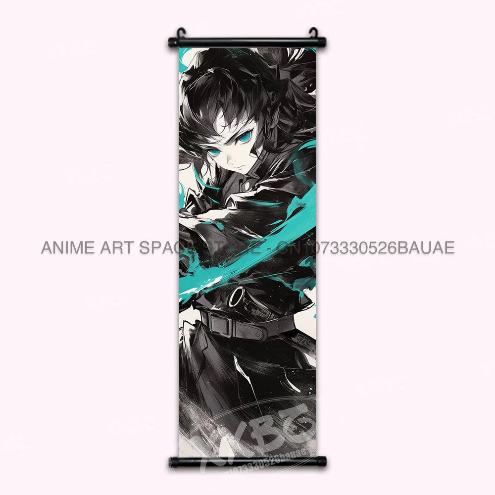 Demon Slayer Hanging Painting Kamado Tanjirou Home Decor Agatsuma Zenitsu Scroll Picture Hashibira Inosuke Anime Poster Wall Art