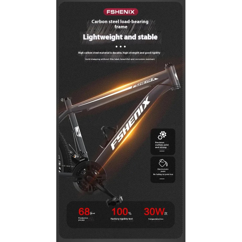 24/26Inch Mountain Bike Geared Bicycle Shock Absorption Front and Rear Double Disc Brake Geared Bicycle Bicycle 21Speed Bike