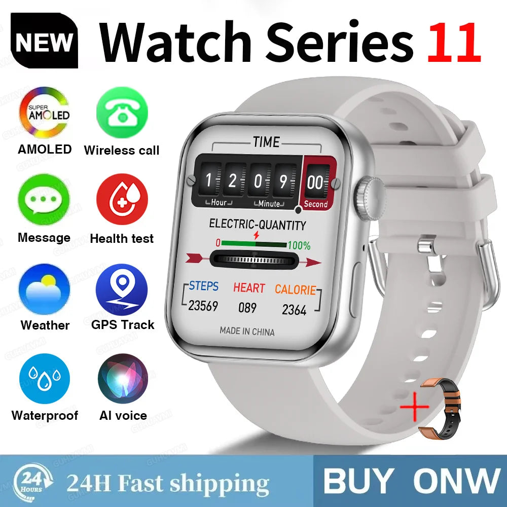 NEW For IOS Watch Series 11 Smart Watch GPS Trajectory Heart Rate Clock HD Bluetooth Call Sport Waterproof Watch Global Version