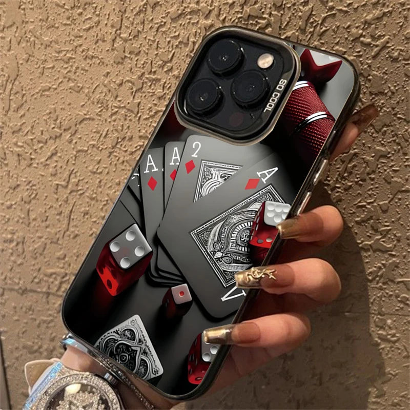 Poker for Iphone 16 7 8 Plus X XR XS MAX 11 12 13 Pro 14 15 16 17 Pro Max Shockproof Ultra-Thin Hard Cover Protective Phone Case
