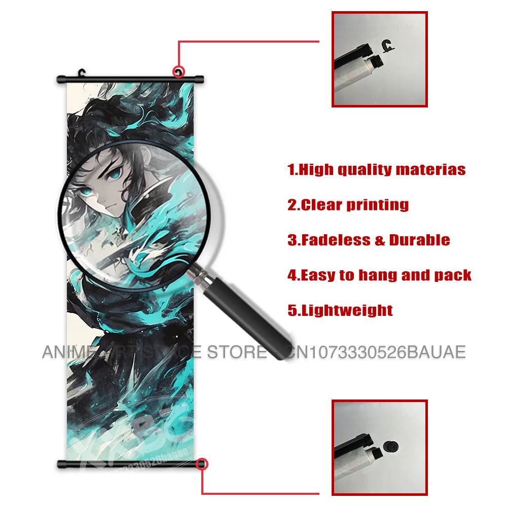 Demon Slayer Hanging Painting Kamado Tanjirou Home Decor Agatsuma Zenitsu Scroll Picture Hashibira Inosuke Anime Poster Wall Art