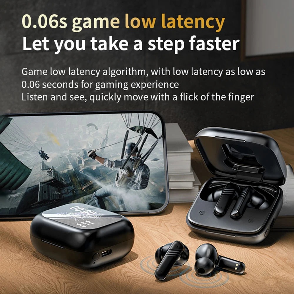 Full Touch Screen Headphones ANC Bluetooth 5.4 Noise Cancelling Earphones Wireless In-Ear ENC Earbuds With Mic for Smartphone