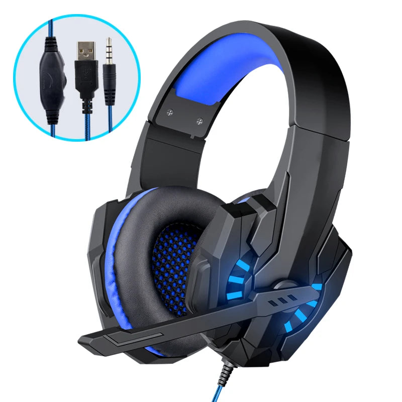 A7 Gaming Headset Deep Bass Stereo Wired Headphone Glowing Earphone with Mic for PS5 PS4 XBOX Laptop Computer Gamer Esports