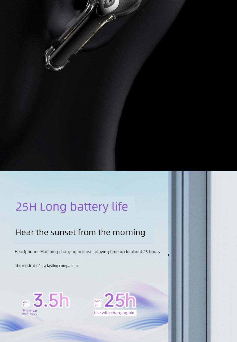 Good-looking HiFi Surround Sound Wireless Bluetooth Headset Touch Control In-Ear Gaming Music Listener Transparent Design Long Battery Life