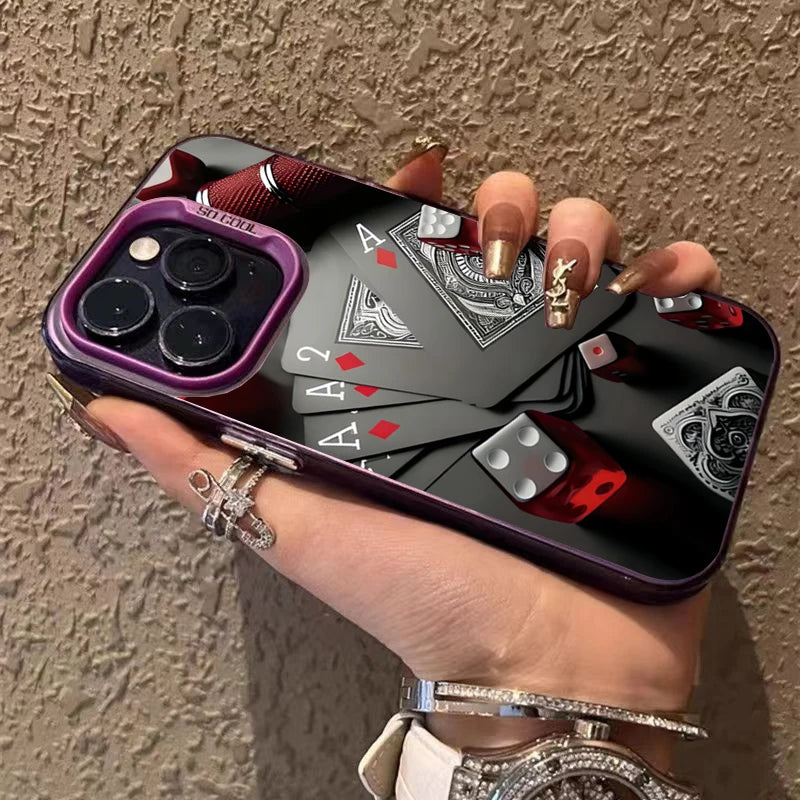 Poker for Iphone 16 7 8 Plus X XR XS MAX 11 12 13 Pro 14 15 16 17 Pro Max Shockproof Ultra-Thin Hard Cover Protective Phone Case