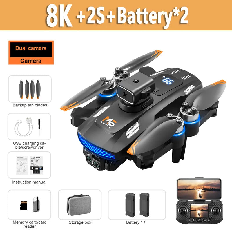 M6 Drone Brushless Motor Professional 8K HD Aerial Photography Obstacle Avoidance UAV Four-Rotor Helicopter Toys