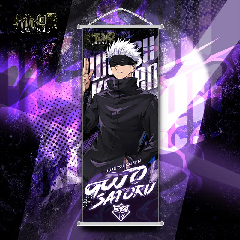 New Bandai Jujutsu Kaisen Itadori Yuji Anime Peripherals Hanging Poster Satoru Gojo Geto Suguru Scroll Mural 25*70cm