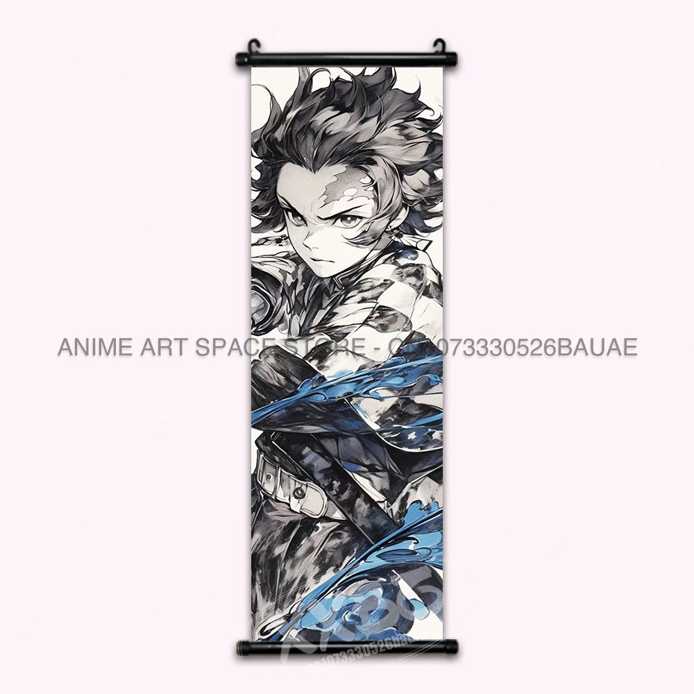 Demon Slayer Hanging Painting Kamado Tanjirou Home Decor Agatsuma Zenitsu Scroll Picture Hashibira Inosuke Anime Poster Wall Art