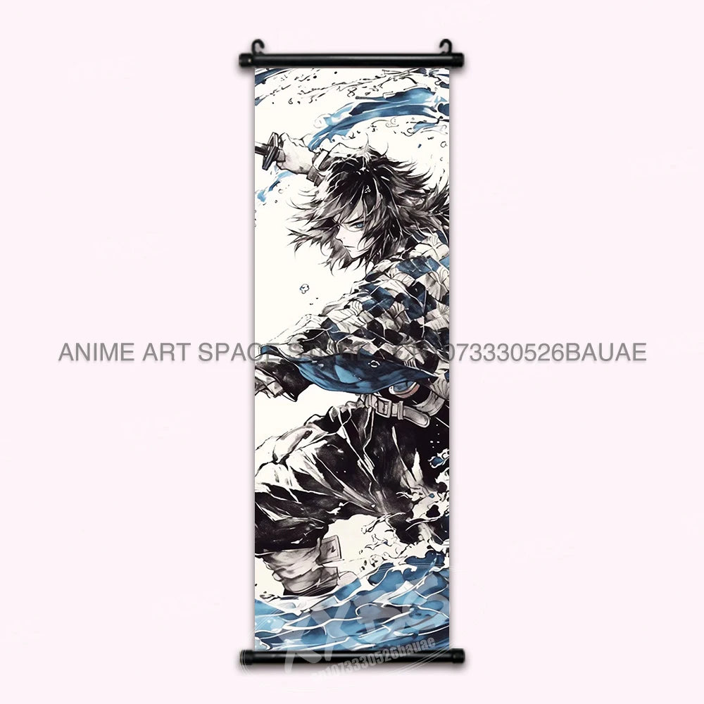 Demon Slayer Hanging Painting Kamado Tanjirou Home Decor Agatsuma Zenitsu Scroll Picture Hashibira Inosuke Anime Poster Wall Art