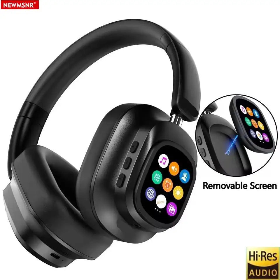 AI LCD Touch Screen Shock Bass Headsets HIFI Sound Wireless Bluetooth Headphones ANC Noise Reduction Gamer Earphones With HD Mic
