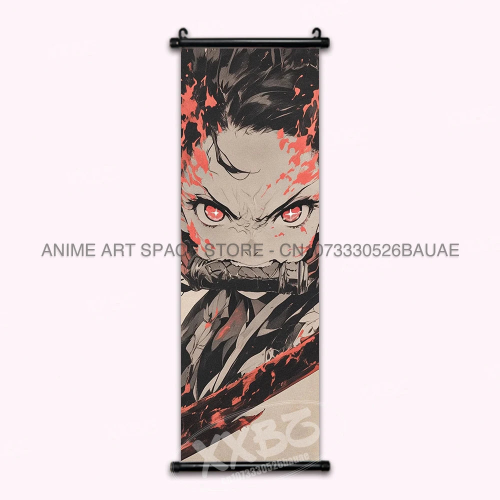 Demon Slayer Hanging Painting Kamado Tanjirou Home Decor Agatsuma Zenitsu Scroll Picture Hashibira Inosuke Anime Poster Wall Art