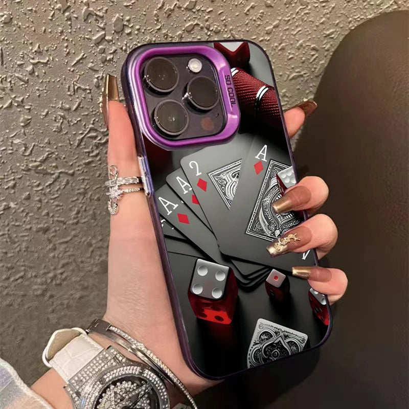 Poker for Iphone 16 7 8 Plus X XR XS MAX 11 12 13 Pro 14 15 16 17 Pro Max Shockproof Ultra-Thin Hard Cover Protective Phone Case