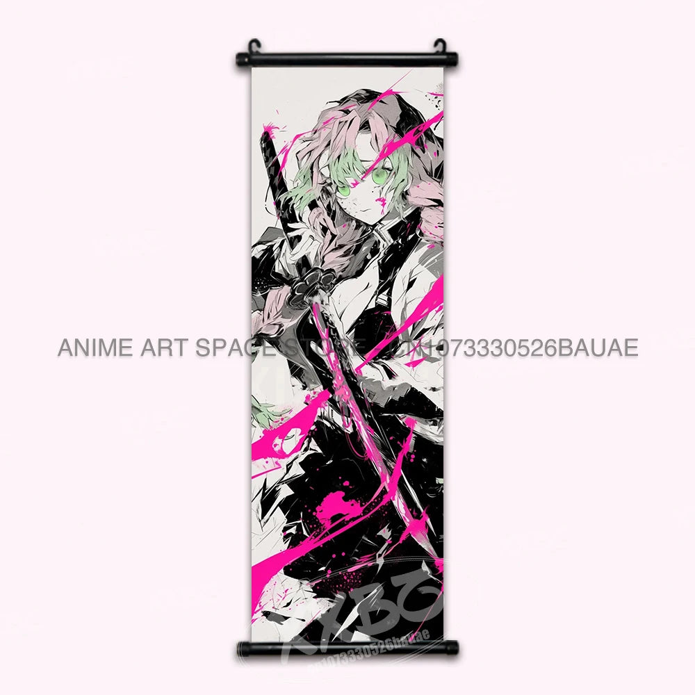 Demon Slayer Hanging Painting Kamado Tanjirou Home Decor Agatsuma Zenitsu Scroll Picture Hashibira Inosuke Anime Poster Wall Art