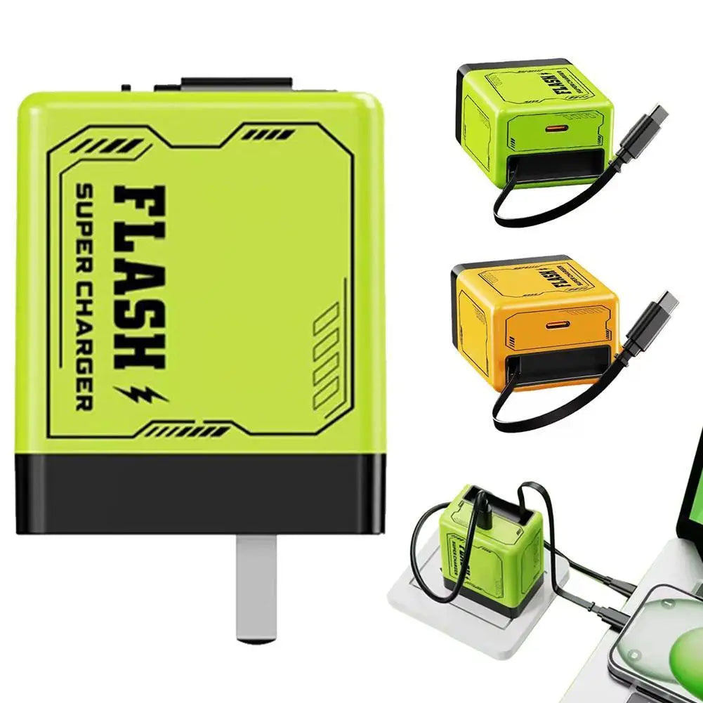 120W GaN Charger With Retractable Cable PD3.0 Fast Charging For iPhone Foldable Plug Smart Power