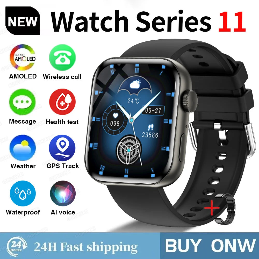 NEW For IOS Watch Series 11 Smart Watch GPS Trajectory Heart Rate Clock HD Bluetooth Call Sport Waterproof Watch Global Version