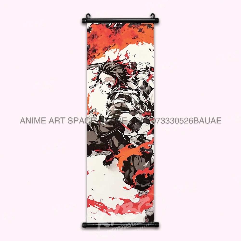 Demon Slayer Hanging Painting Kamado Tanjirou Home Decor Agatsuma Zenitsu Scroll Picture Hashibira Inosuke Anime Poster Wall Art