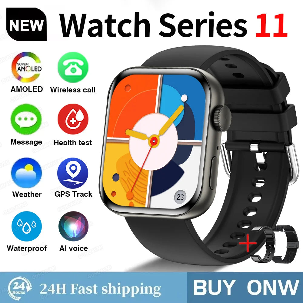 NEW For IOS Watch Series 11 Smart Watch GPS Trajectory Heart Rate Clock HD Bluetooth Call Sport Waterproof Watch Global Version