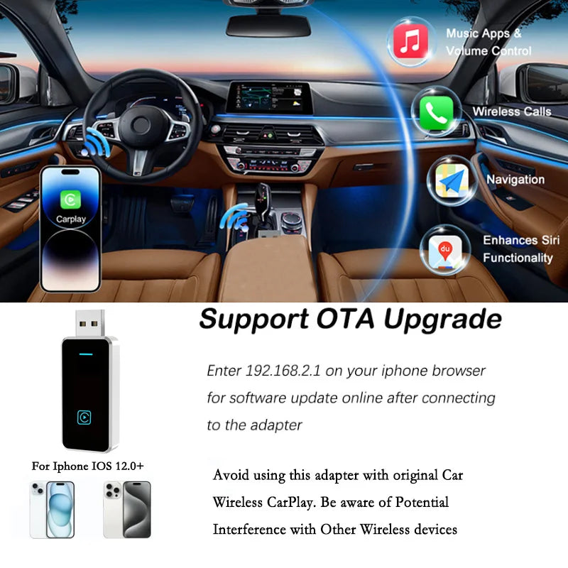 SKILLDRIVE Wireless CarPlay Adapter Wired to Wireless CarPlay for Volvo Benz Audi Hyundai VW Mazda Cadillac Wired CarPlay Car