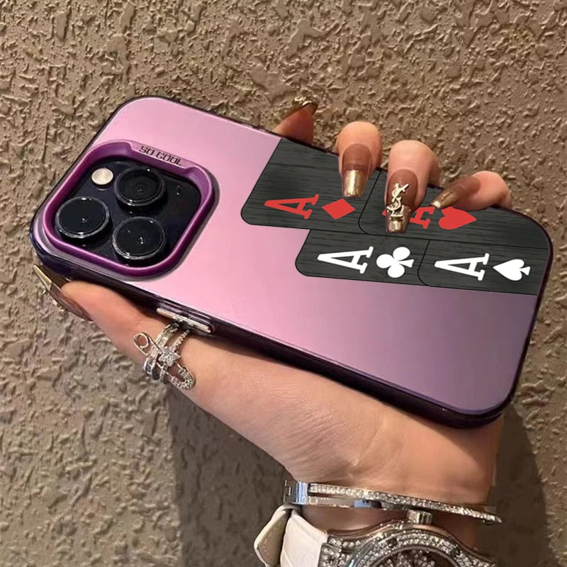 Poker for Iphone 16 7 8 Plus X XR XS MAX 11 12 13 Pro 14 15 16 17 Pro Max Shockproof Ultra-Thin Hard Cover Protective Phone Case