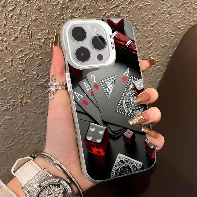 Poker for Iphone 16 7 8 Plus X XR XS MAX 11 12 13 Pro 14 15 16 17 Pro Max Shockproof Ultra-Thin Hard Cover Protective Phone Case