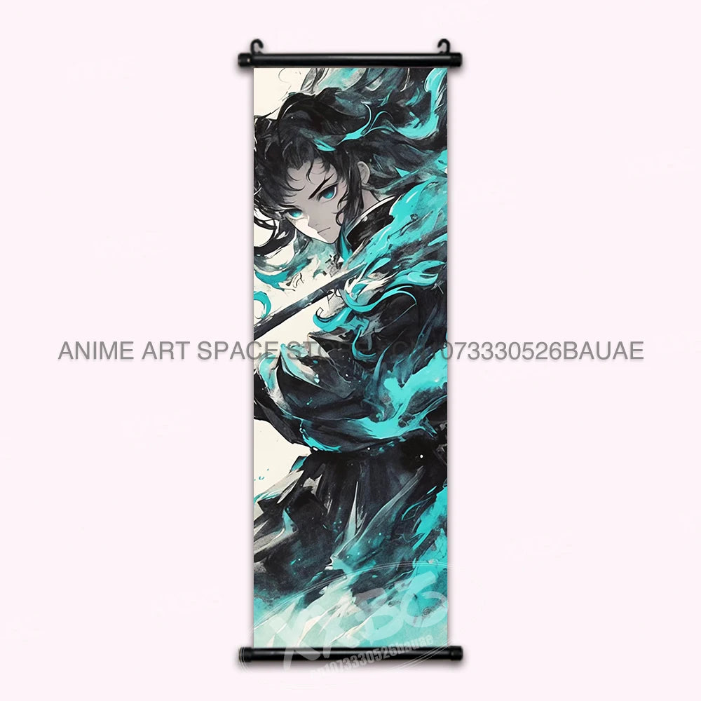 Demon Slayer Hanging Painting Kamado Tanjirou Home Decor Agatsuma Zenitsu Scroll Picture Hashibira Inosuke Anime Poster Wall Art