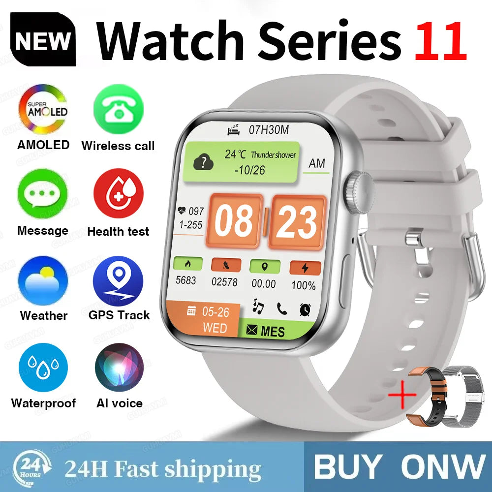 NEW For IOS Watch Series 11 Smart Watch GPS Trajectory Heart Rate Clock HD Bluetooth Call Sport Waterproof Watch Global Version