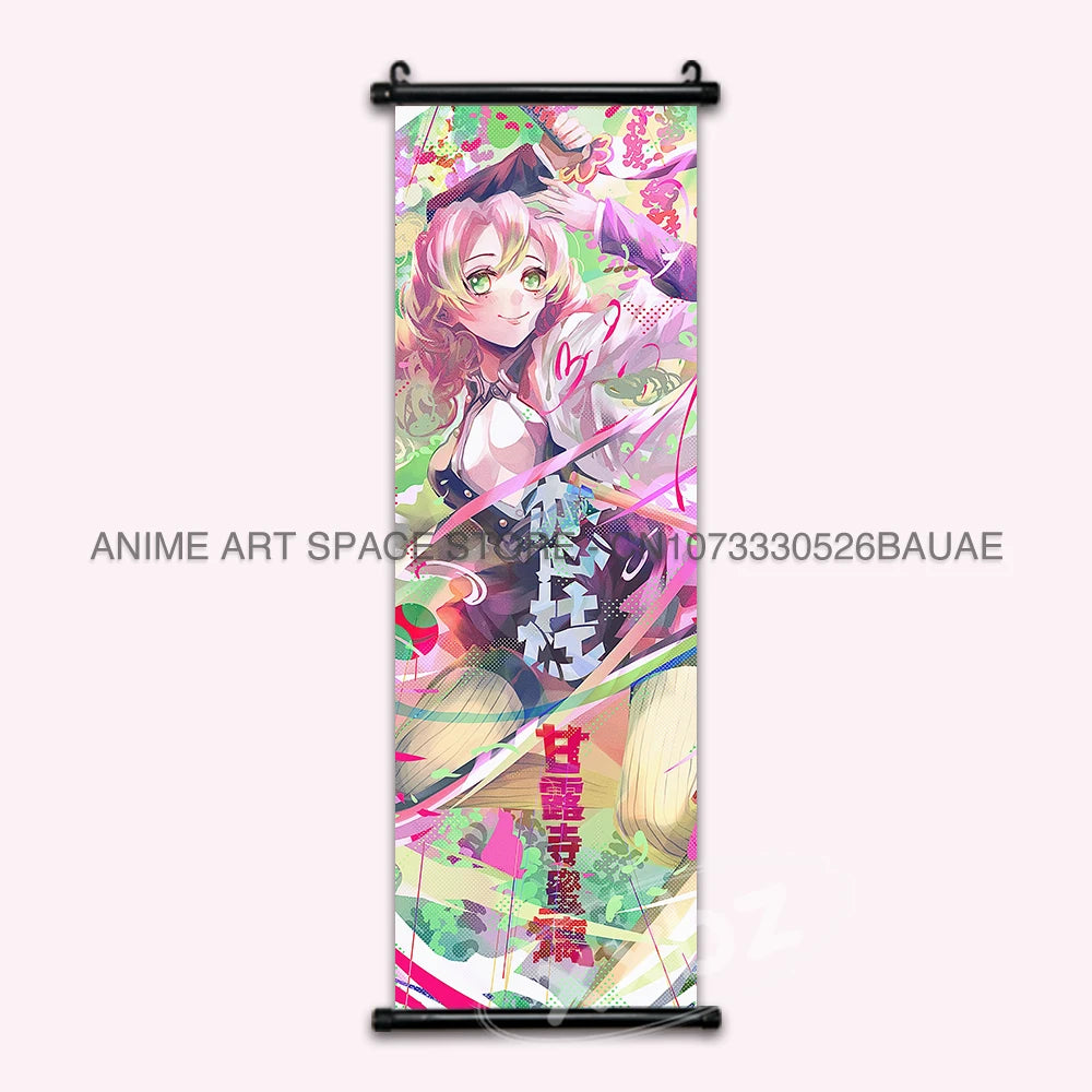 Demon Slayer Hanging Painting Anime Poster Wall Art Gift Kamado Tanjirou Canvas Scroll Picture Print Home Decor Kawaii Kids Room