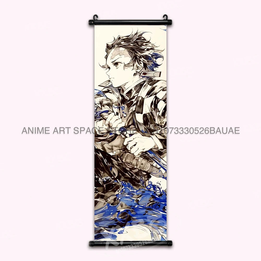 Demon Slayer Hanging Painting Kamado Tanjirou Home Decor Agatsuma Zenitsu Scroll Picture Hashibira Inosuke Anime Poster Wall Art
