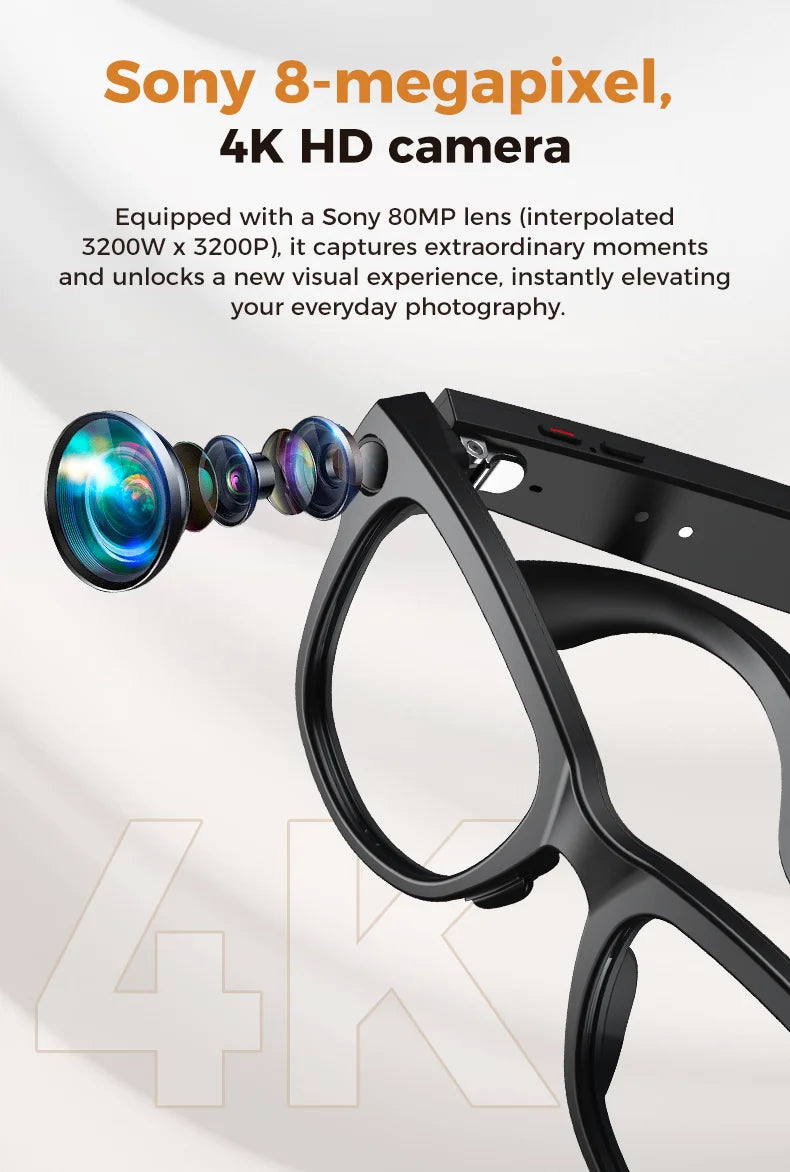 AI Glasses 1080P HD Camera M02 Ultra ChatGPT 3600mAh Charging Case Power Bank 32GB Translation Music Video Sunglasses