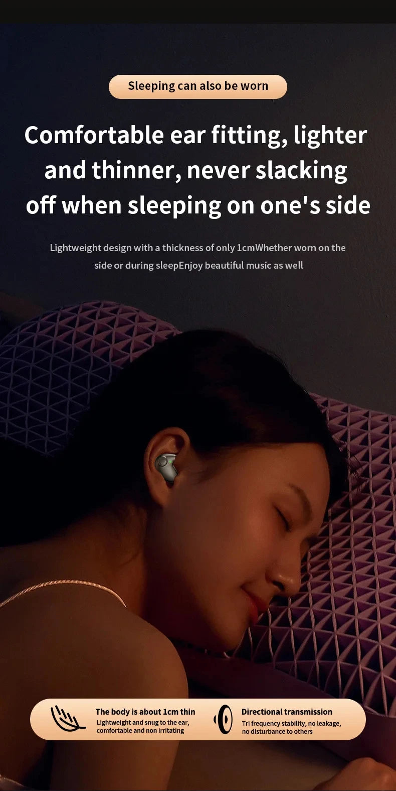 Xiaomi MIJIA Sleep Invisible Headset Noise Cancelling Wireless Headsets Waterproof Sports Stereo With Mic Bluetooth Earohone