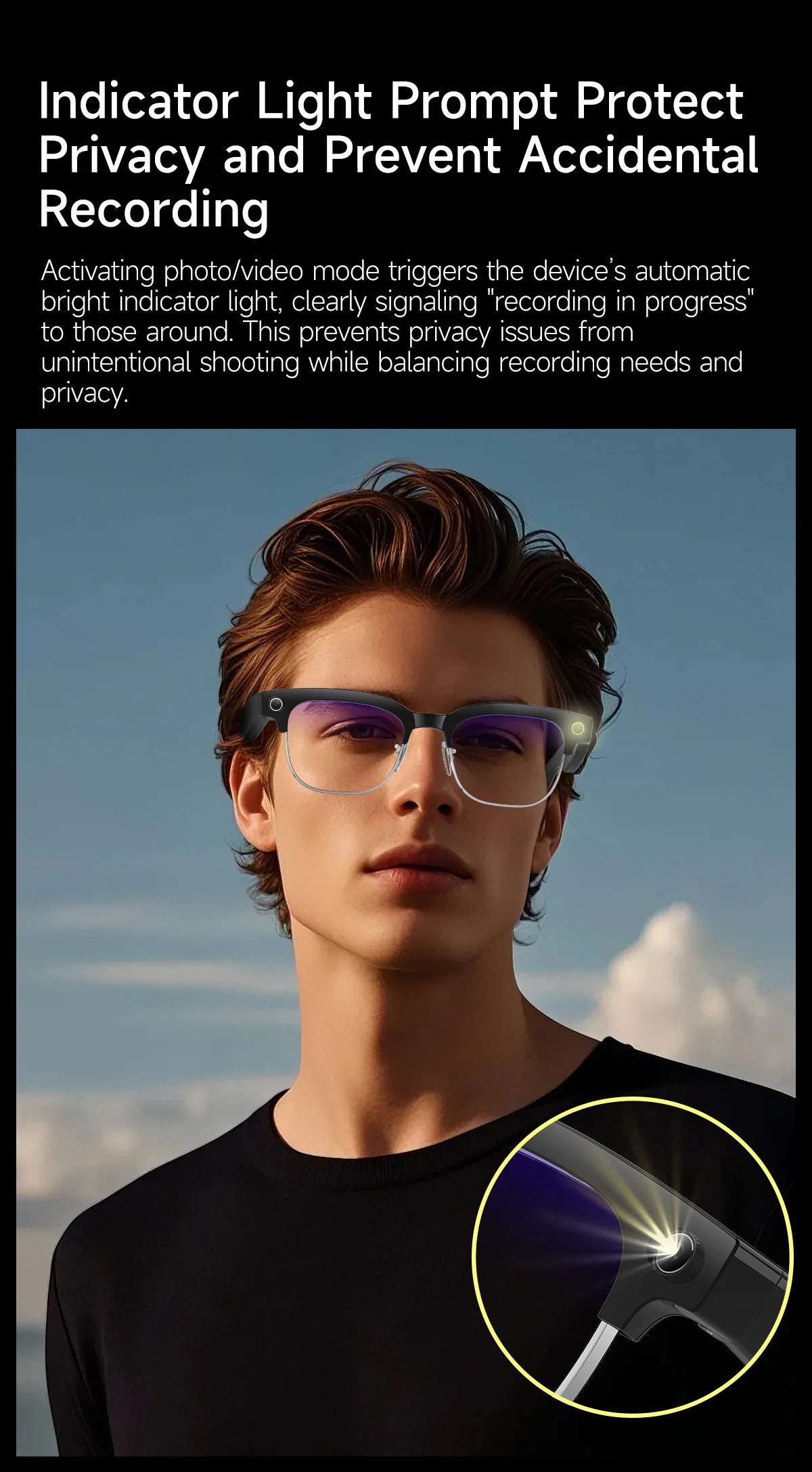 Smart Glasses With Camera Video Recording AI Photo Recognition Bluetooth Call Translation Voice Sunglasses Men