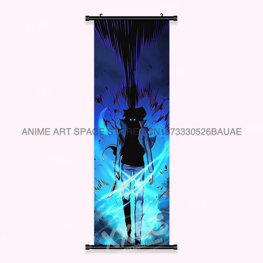 Hot Anime Solo Leveling Wall Artwork Canvas Scrolls Pictures Hanging Painting Print Poster Seong Jin Woo Home Decoration Mural