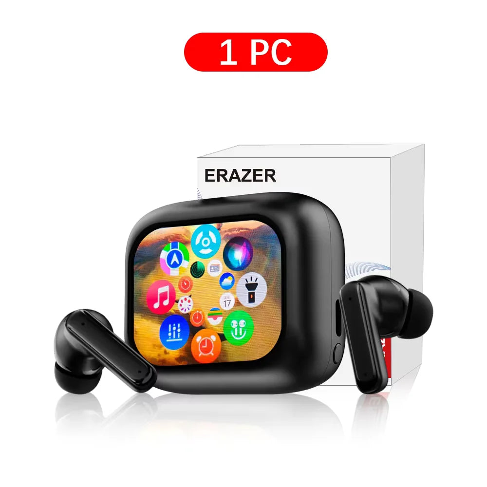 ERAZER LCD Touch Screen Bluetooth Earbuds Earphone ANC noise cancelling wireless Headphone waterproof earbuds HD stereo Headset