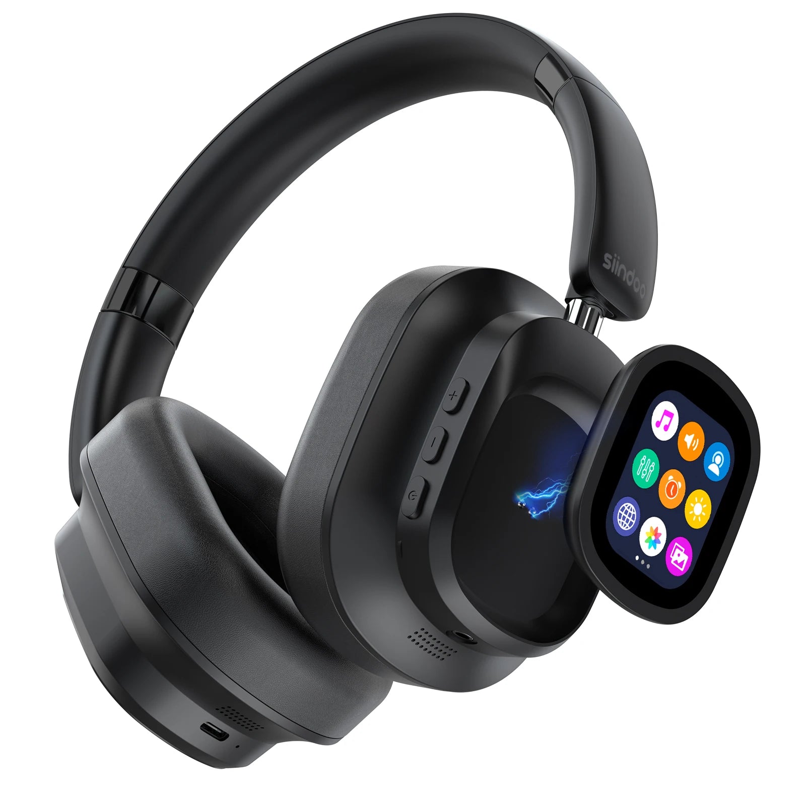 Active Noise Cancelling Headphones, Hybrid Wireless Headphone With Multi Magnetic Touch Control LED Screen