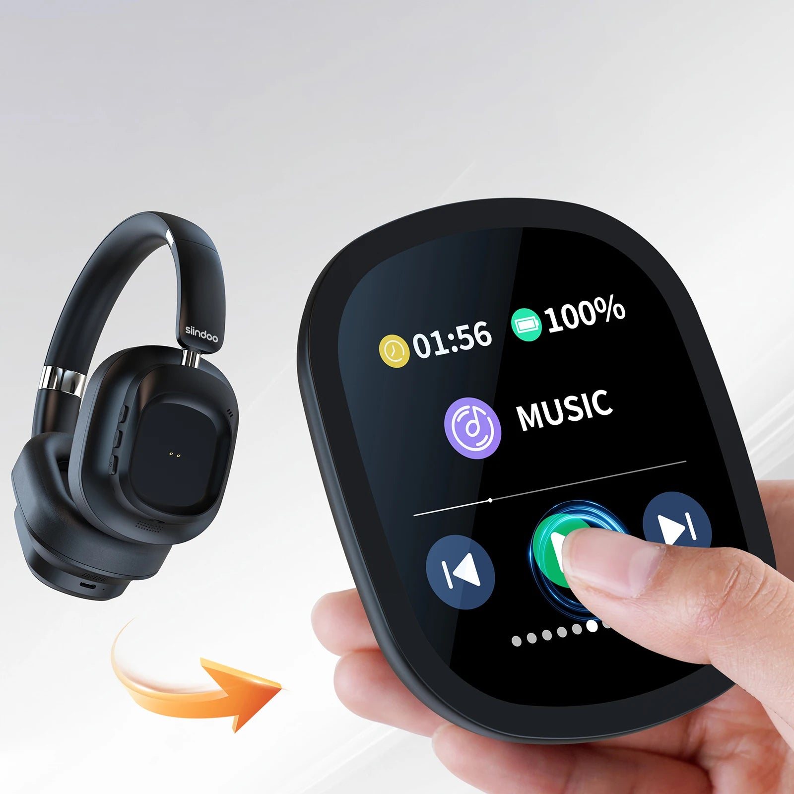 Active Noise Cancelling Headphones, Hybrid Wireless Headphone With Multi Magnetic Touch Control LED Screen