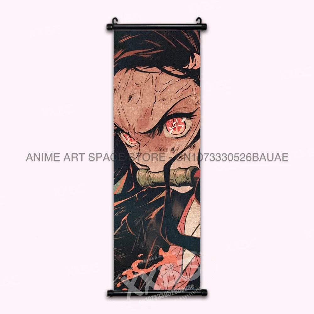 Demon Slayer Hanging Painting Kamado Tanjirou Home Decor Agatsuma Zenitsu Scroll Picture Hashibira Inosuke Anime Poster Wall Art