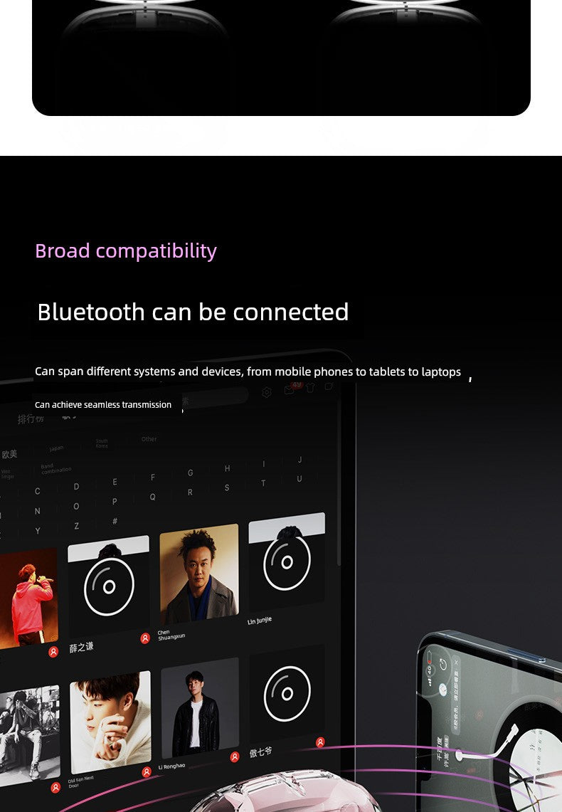Good-looking HiFi Surround Sound Wireless Bluetooth Headset Touch Control In-Ear Gaming Music Listener Transparent Design Long Battery Life