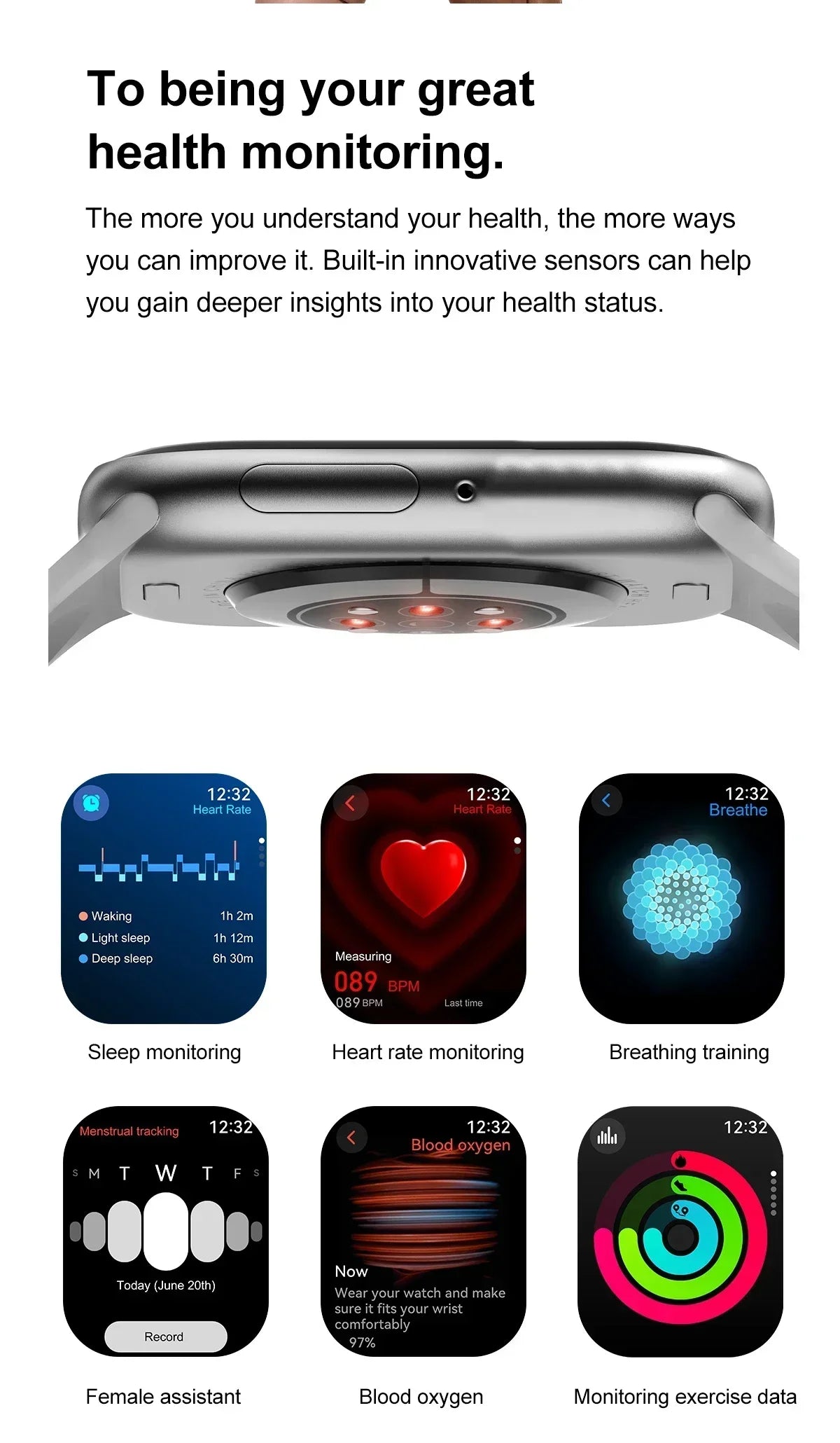 32GB Memory HD AMOLED Smart Watch with NFC Compass Bluetooth Call Waterproof for Men And Women Fitness Tracker with Music Control