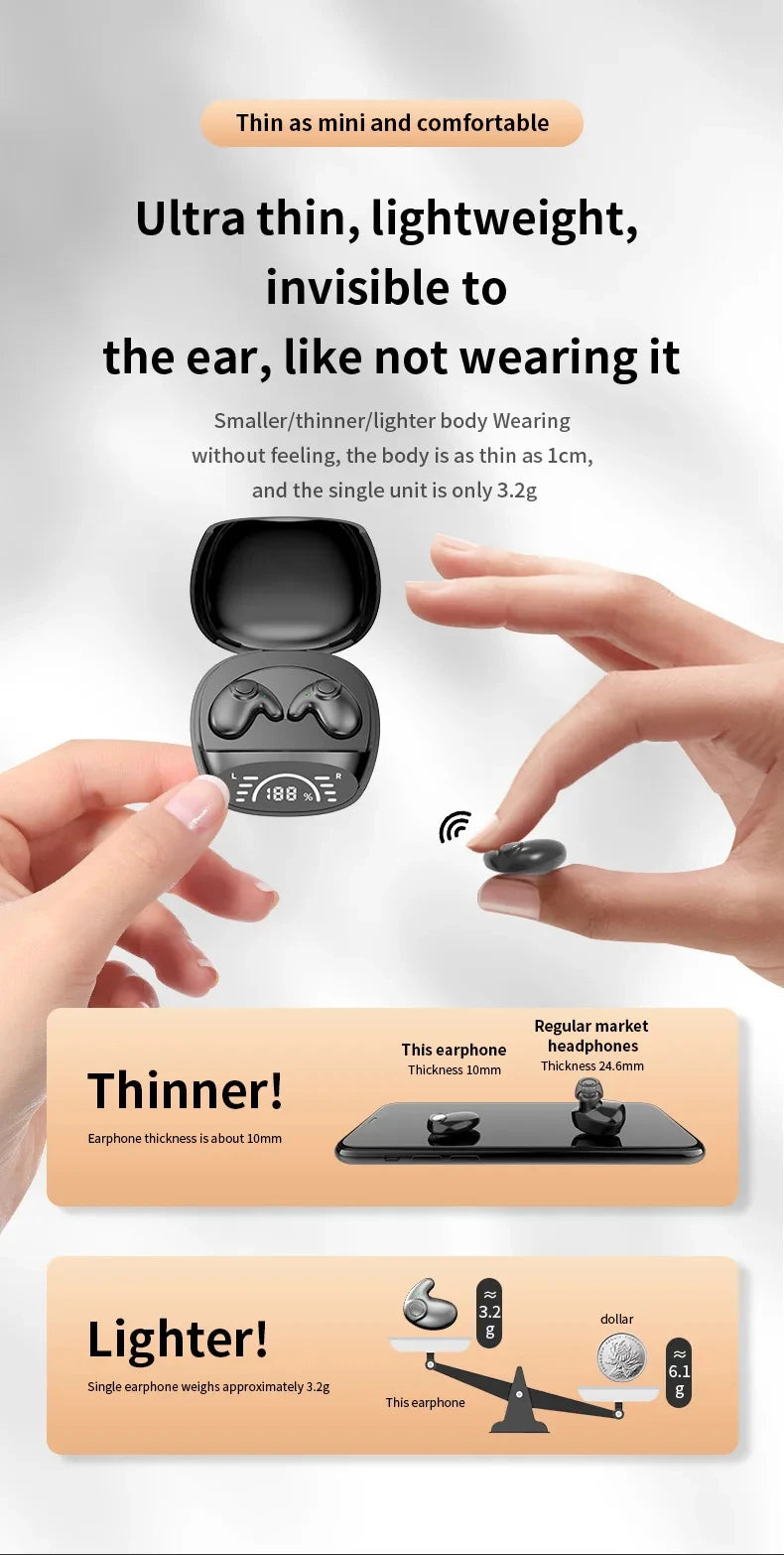 Xiaomi MIJIA Sleep Invisible Headset Noise Cancelling Wireless Headsets Waterproof Sports Stereo With Mic Bluetooth Earohone