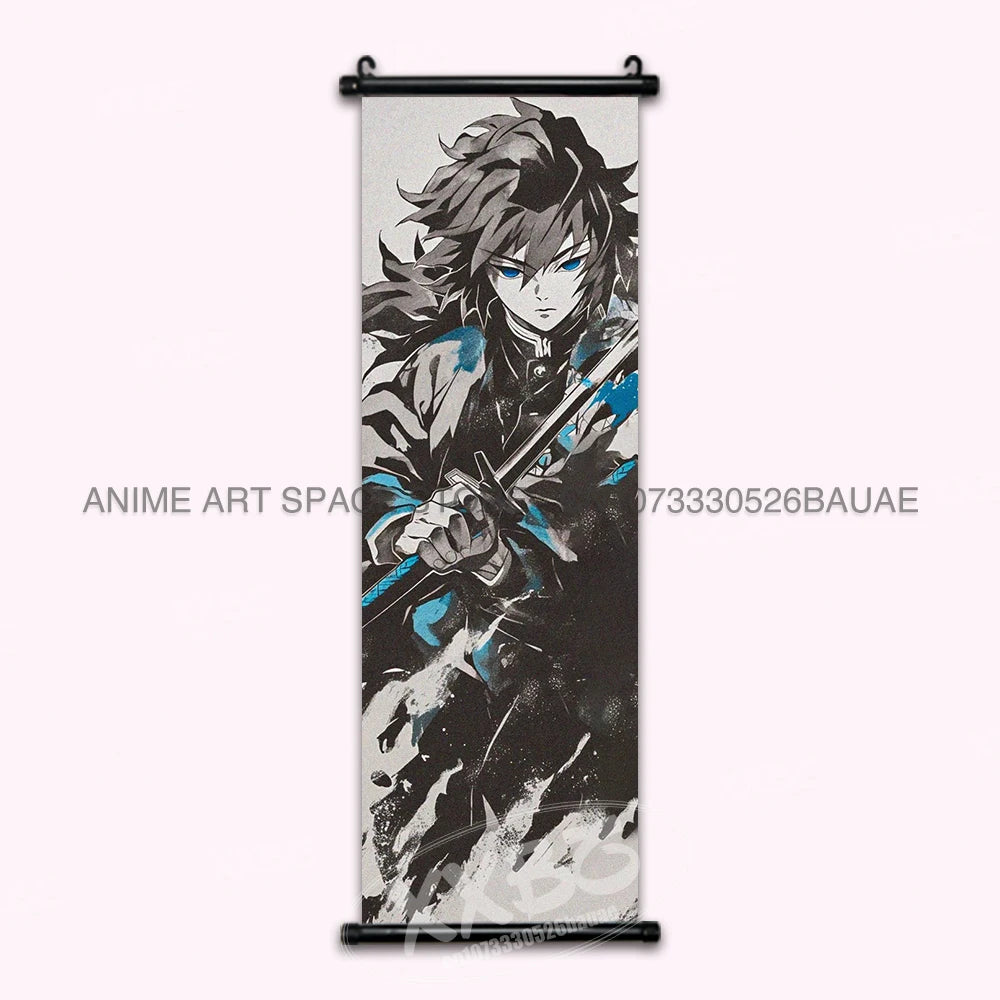 Demon Slayer Hanging Painting Kamado Tanjirou Home Decor Agatsuma Zenitsu Scroll Picture Hashibira Inosuke Anime Poster Wall Art