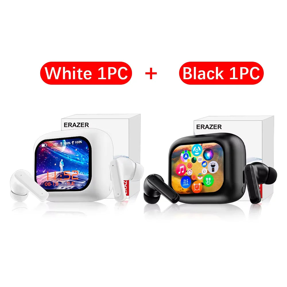 ERAZER LCD Touch Screen Bluetooth Earbuds Earphone ANC noise cancelling wireless Headphone waterproof earbuds HD stereo Headset