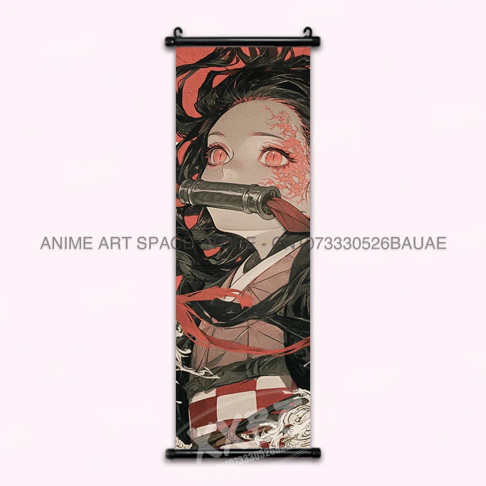Demon Slayer Hanging Painting Kamado Tanjirou Home Decor Agatsuma Zenitsu Scroll Picture Hashibira Inosuke Anime Poster Wall Art