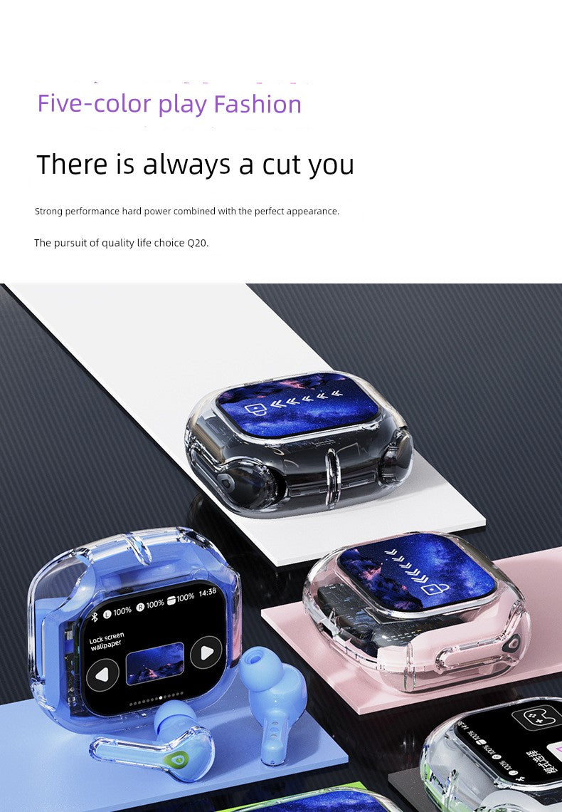Good-looking HiFi Surround Sound Wireless Bluetooth Headset Touch Control In-Ear Gaming Music Listener Transparent Design Long Battery Life