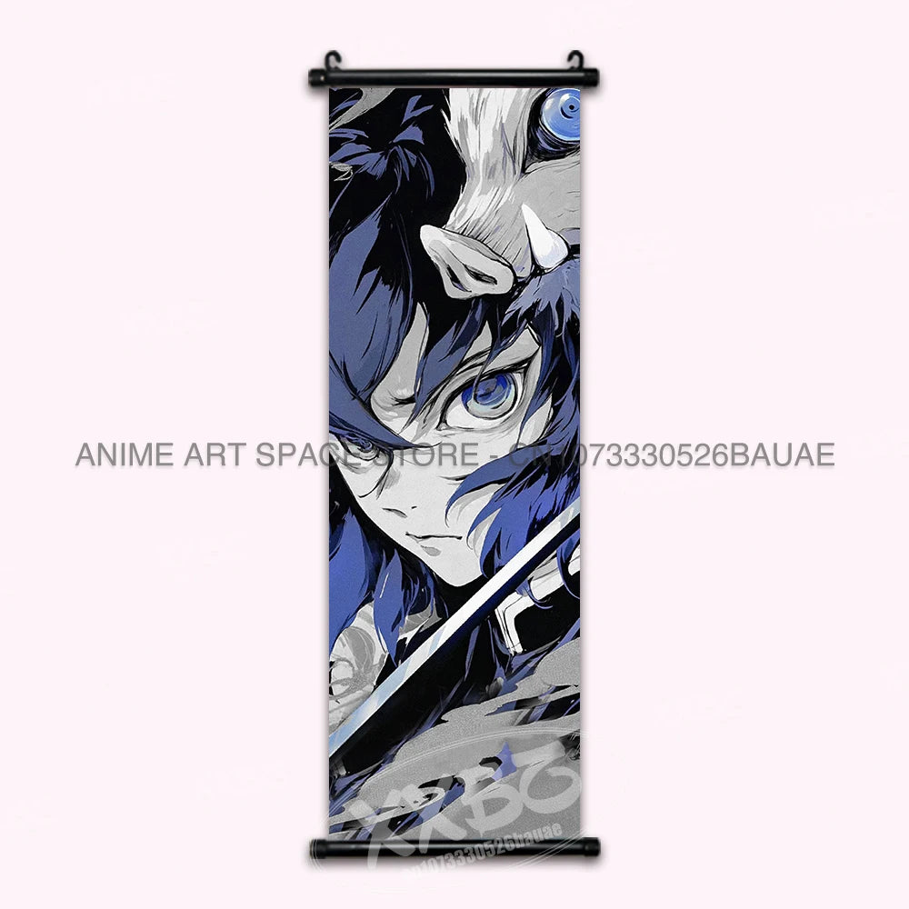Demon Slayer Hanging Painting Kamado Tanjirou Home Decor Agatsuma Zenitsu Scroll Picture Hashibira Inosuke Anime Poster Wall Art