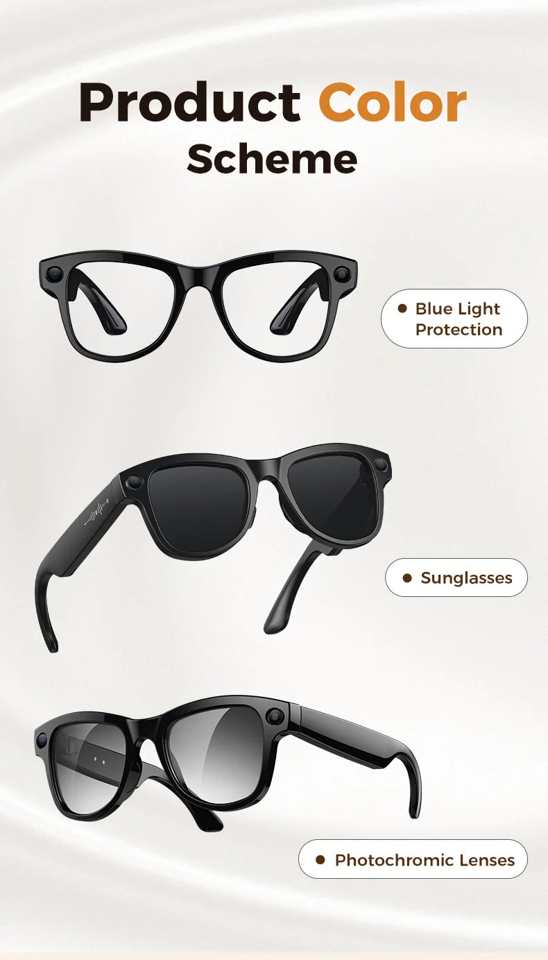 AI Glasses 1080P HD Camera M02 Ultra ChatGPT 3600mAh Charging Case Power Bank 32GB Translation Music Video Sunglasses