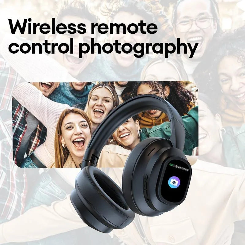 AI LCD Touch Screen Shock Bass Headsets HIFI Sound Wireless Bluetooth Headphones ANC Noise Reduction Gamer Earphones With HD Mic