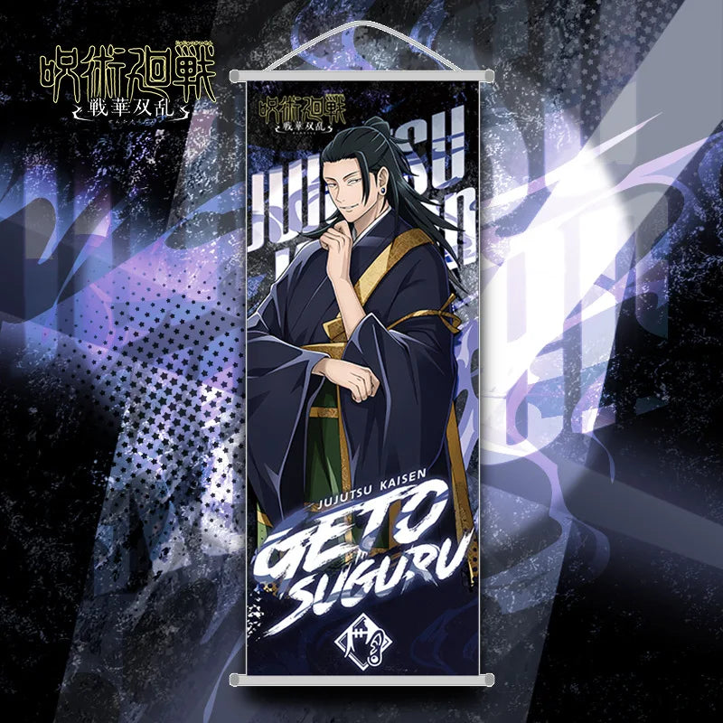 New Bandai Jujutsu Kaisen Itadori Yuji Anime Peripherals Hanging Poster Satoru Gojo Geto Suguru Scroll Mural 25*70cm