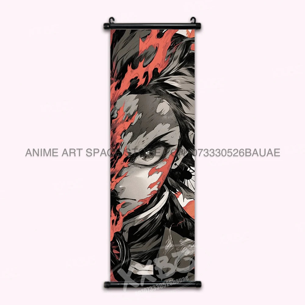 Demon Slayer Hanging Painting Kamado Tanjirou Home Decor Agatsuma Zenitsu Scroll Picture Hashibira Inosuke Anime Poster Wall Art