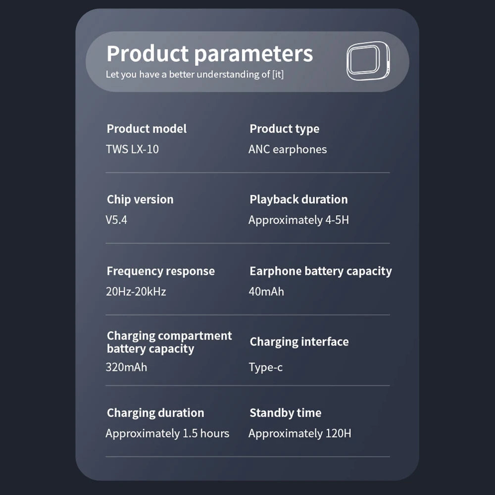 Full Touch Screen Headphones ANC Bluetooth 5.4 Noise Cancelling Earphones Wireless In-Ear ENC Earbuds With Mic for Smartphone